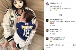 上田绮世妻子作为模特晒照：首个父亲节来临，感谢你的辛劳并恭祝佳节！
