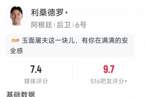 利桑德罗表现数据:解围3次,抢断2次,对抗成功2次,得分7.4分